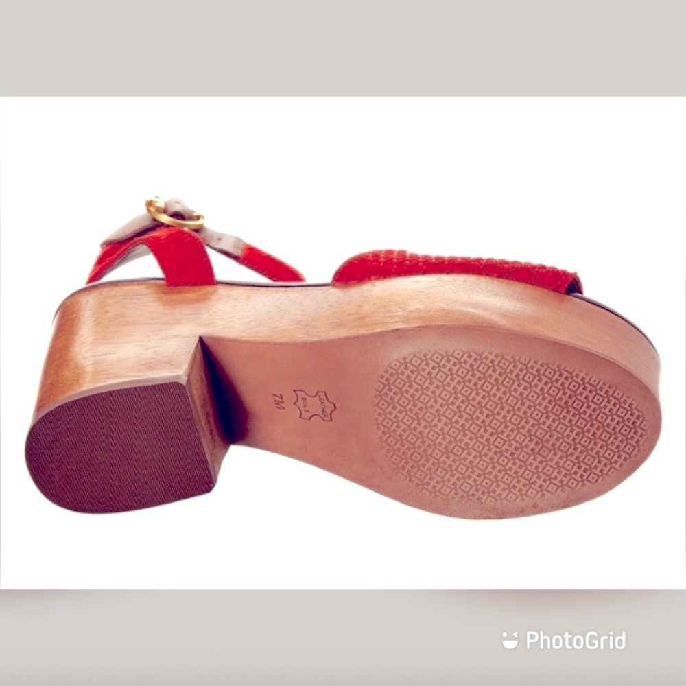 TORY BURCH CAMILLA PLATFORM RED LEATHR SANDAL EUC - Picture 14 of 14